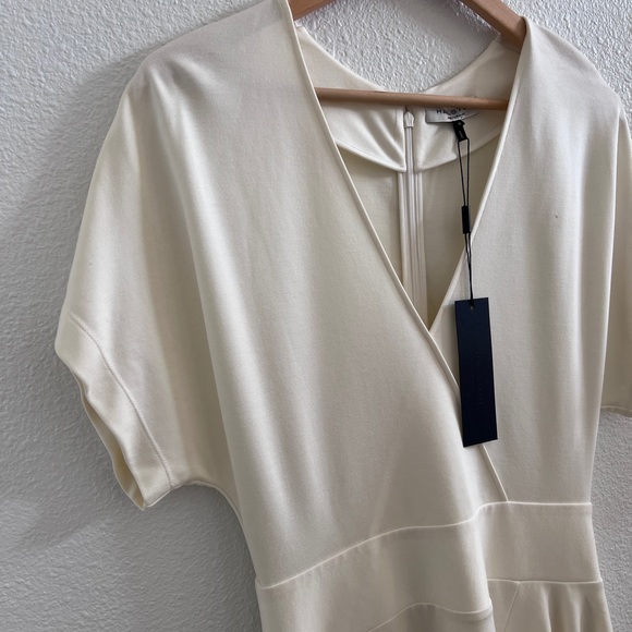 Halston Heritage Size 0 XXS Drop Waist Ponte Cream Knit Preppy Tier Short Dress - Picture 2 of 12